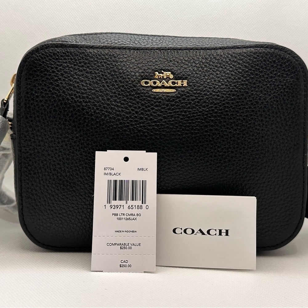 COACH NWT Mini Camera Bag in Refined Pebble Leather
